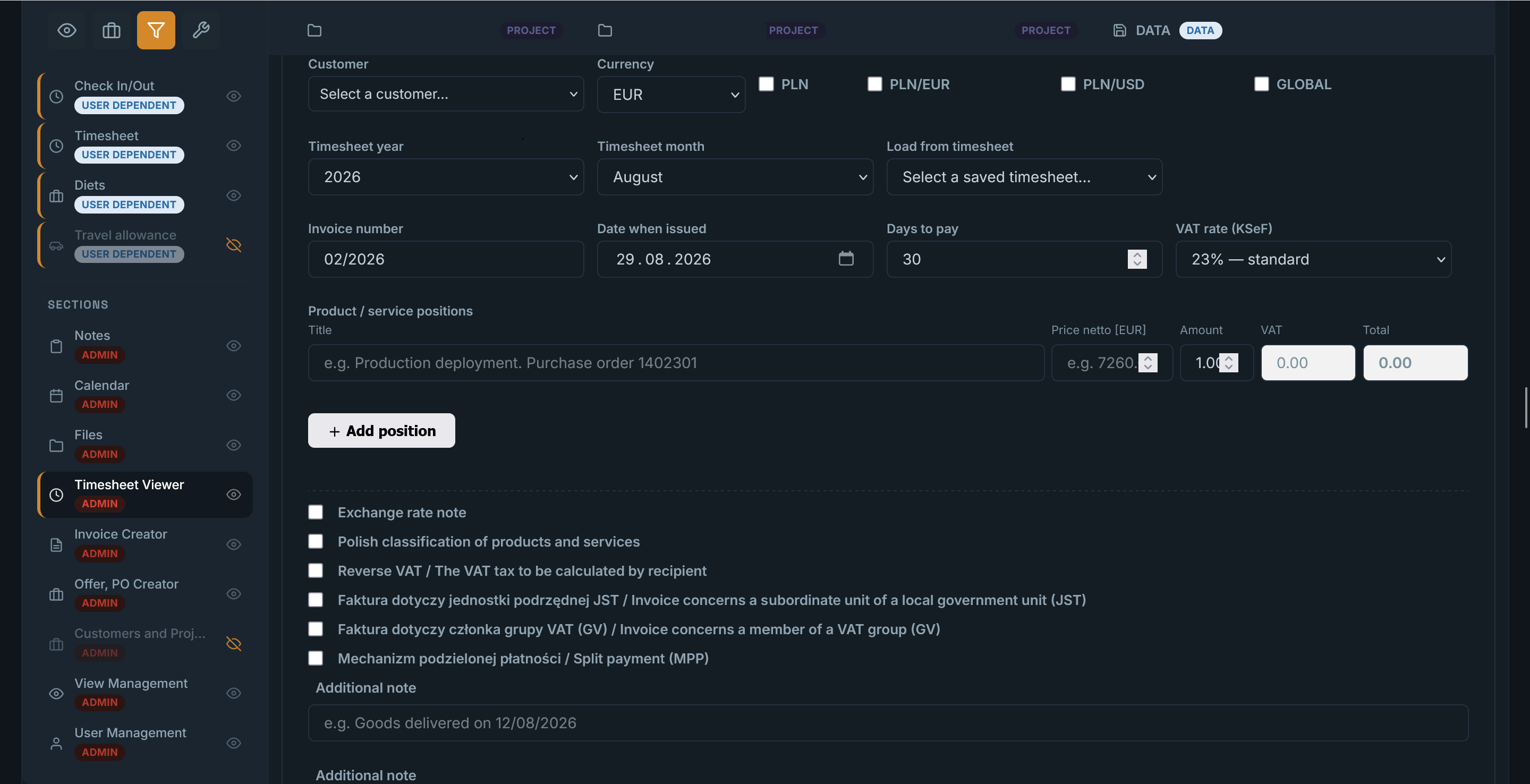 WESO.systems KSeF invoice creator preview